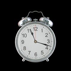 11:18 PM Vintage Steel Alarm Clock with Alloy Steel Body and Glass Twin Bell, Featuring Classic Analog Face with Detailed Hour and Minute Hands