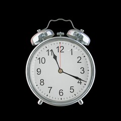 11:19 PM Vintage Steel Alarm Clock with Alloy Steel Body and Glass Twin Bell, Featuring Classic Analog Face with Detailed Hour and Minute Hands