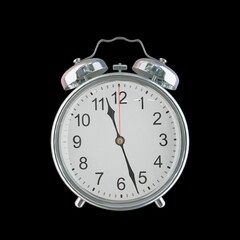 11:27 PM Vintage Steel Alarm Clock with Alloy Steel Body and Glass Twin Bell, Featuring Classic Analog Face with Detailed Hour and Minute Hands