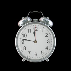 11:47 PM Vintage Steel Alarm Clock with Alloy Steel Body and Glass Twin Bell, Featuring Classic Analog Face with Detailed Hour and Minute Hands