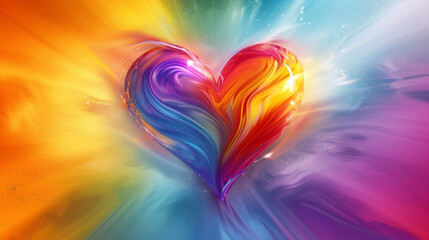 Colorful heart with vibrant swirling colors on