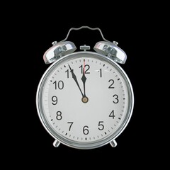 11:56 PM Vintage Steel Alarm Clock with Alloy Steel Body and Glass Twin Bell, Featuring Classic Analog Face with Detailed Hour and Minute Hands