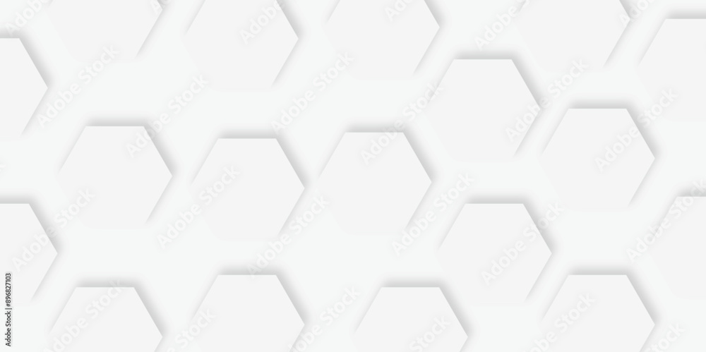 Poster 3d hexagonal structure futuristic white background and embossed hexagon abstract with hexagon backgr