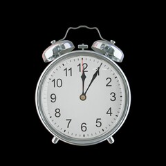 12:05 AM Vintage Steel Alarm Clock with Alloy Steel Body and Glass Twin Bell, Featuring Classic Analog Face with Detailed Hour and Minute Hands