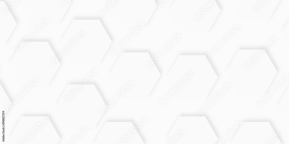 Poster 3d hexagonal structure futuristic white background and embossed hexagon abstract with hexagon backgr