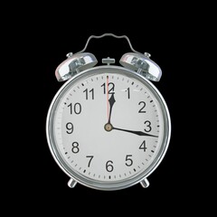 12:17 AM Vintage Steel Alarm Clock with Alloy Steel Body and Glass Twin Bell, Featuring Classic Analog Face with Detailed Hour and Minute Hands