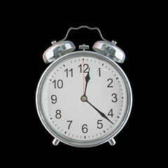 12:22 AM Vintage Steel Alarm Clock with Alloy Steel Body and Glass Twin Bell, Featuring Classic Analog Face with Detailed Hour and Minute Hands