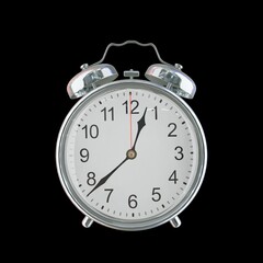 12:38 AM Vintage Steel Alarm Clock with Alloy Steel Body and Glass Twin Bell, Featuring Classic Analog Face with Detailed Hour and Minute Hands