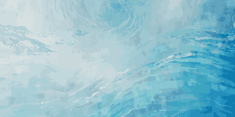 Vector watercolor ocean wave line blue and white background. Ocean sea art with natural template. Seamless soft blue ocean pattern wave water background.