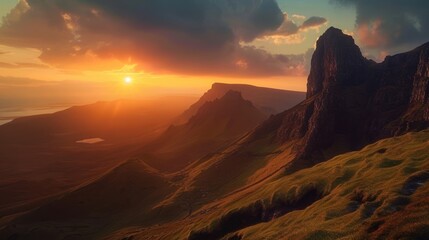 Fototapeta premium Golden Hour Over Majestic Mountains