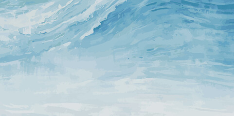 Vector watercolor ocean wave line blue and white background. Ocean sea art with natural template. Seamless soft blue ocean pattern wave water background.