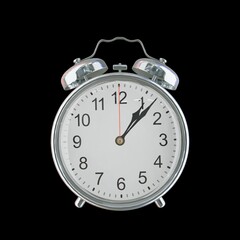 01:07 AM Vintage Steel Alarm Clock with Alloy Steel Body and Glass Twin Bell, Featuring Classic Analog Face with Detailed Hour and Minute Hands