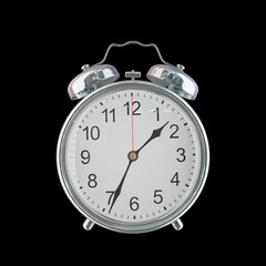 01:34 AM Vintage Steel Alarm Clock with Alloy Steel Body and Glass Twin Bell, Featuring Classic Analog Face with Detailed Hour and Minute Hands