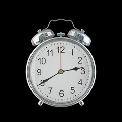 2:40 PM Vintage Steel Alarm Clock with Alloy Steel Body and Glass Twin Bell, Featuring Classic Analog Face with Detailed Hour and Minute Hands