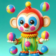 Fototapeta premium Monkey Mischief: 3D Clown Outfit Extravaganza