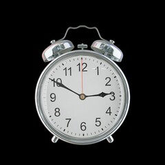 2:50 PM Vintage Steel Alarm Clock with Alloy Steel Body and Glass Twin Bell, Featuring Classic Analog Face with Detailed Hour and Minute Hands