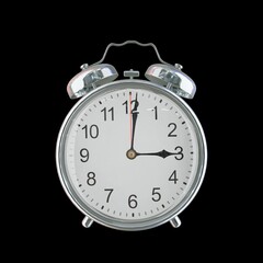 3:01 PM Vintage Steel Alarm Clock with Alloy Steel Body and Glass Twin Bell, Featuring Classic Analog Face with Detailed Hour and Minute Hands