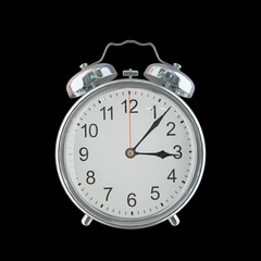 3:07 PM Vintage Steel Alarm Clock with Alloy Steel Body and Glass Twin Bell, Featuring Classic Analog Face with Detailed Hour and Minute Hands