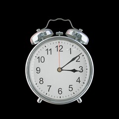 3:09 PM Vintage Steel Alarm Clock with Alloy Steel Body and Glass Twin Bell, Featuring Classic Analog Face with Detailed Hour and Minute Hands