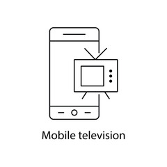 Mobile Television Icon - Mobile TV, Online Streaming, Digital Entertainment with editable stroke.