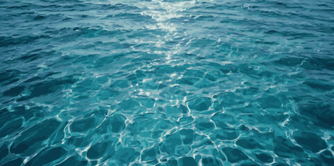 Blue ocean wave background. Blue and white water ocean background. Wavy line background. Hand drawn watercolour ocean background. Vector illustration.