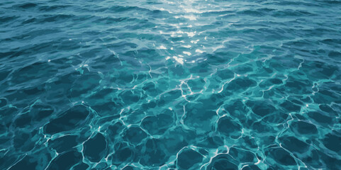 Blue ocean wave background. Blue and white water ocean background. Wavy line background. Hand drawn watercolour ocean background. Vector illustration.