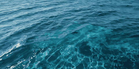 Blue ocean wave background. Blue and white water ocean background. Wavy line background. Hand drawn watercolour ocean background. Vector illustration.