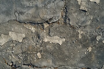 Naklejka premium Cracked Gray Surface with Small Pebbles and Twigs