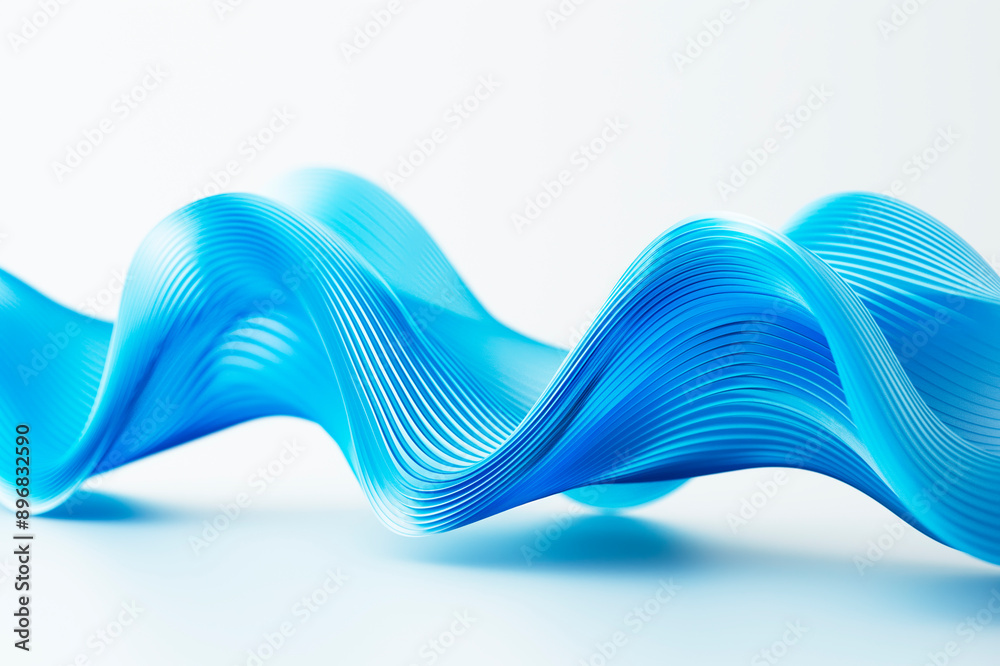 Poster abstract blue wavy lines on a light background, depicting flow and motion. generative ai