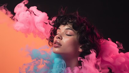 Fototapeta premium portrait of a woman with smoke