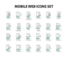 Comprehensive Mobile Web Services Icon Set with editable stroke.