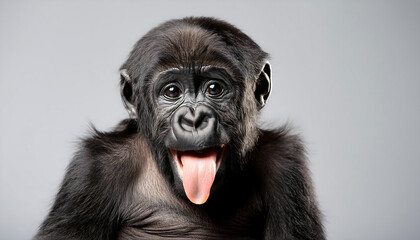 Adorable Baby Gorilla Sticking Out Tongue