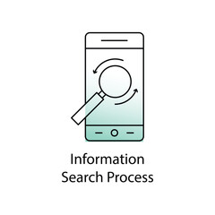 Information Search Process Icon - Data Retrieval, Online Search, Digital Information with editable stroke.