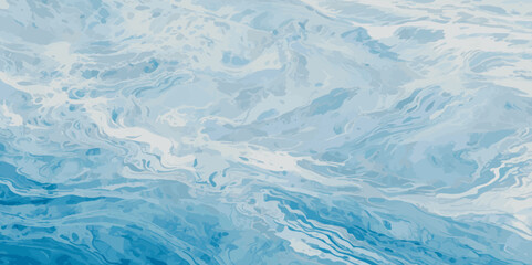 Beautiful soft blue sea water, ocean wave background. Soft blue and white hand printed creative marble texture ocean background