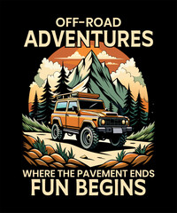 Off-road Car T-Shirt Design Vector Art & Illustration