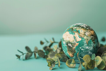 World environment day, earth day, save earth and eco concept. Handmade globe on pastel background