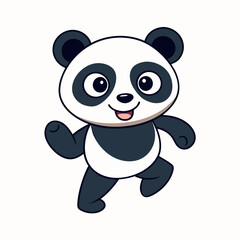 Cute panda running Silhouette white background.