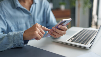 Businessman with Smartphone working mobile devices cell telephone technology e-commerce smartphone business professional investor working new start up project