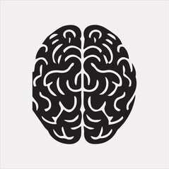 A Brain black & white silhouette vector on a white background