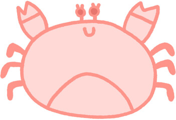 pink cartoon crab. illustration on white background