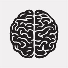 A Brain black & white silhouette vector on a white background