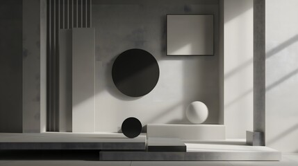 25. Minimalist design with simple geometric shapes and a monochrome palette