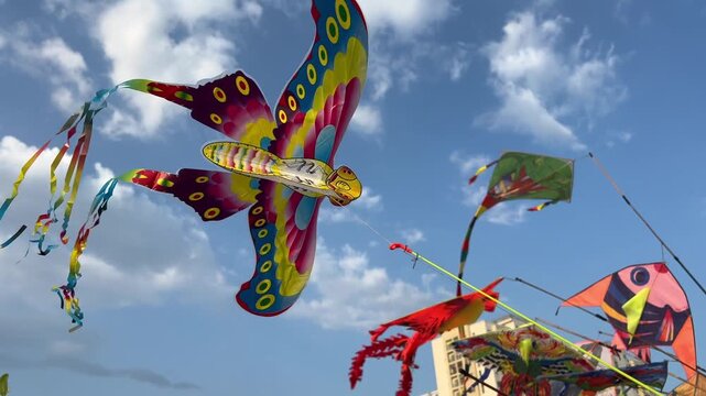butterfly kite. kite flying in the wind
