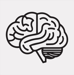A Brain black & white silhouette vector on a white background