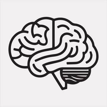recommend clip art: A Brain black & white silhouette vector on a white background