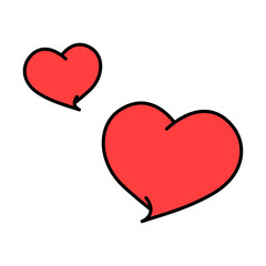 Vector illustration of two red cartoon style hearts
