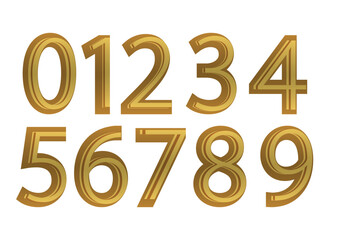 Elegant gold metallic numbers font
