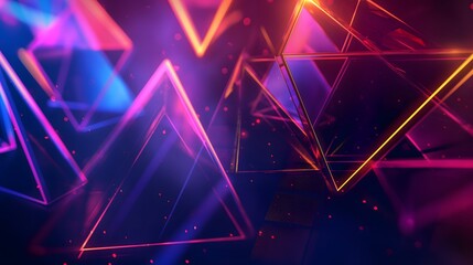 22. Sharp-edged geometric figures with a dark background and neon highlights