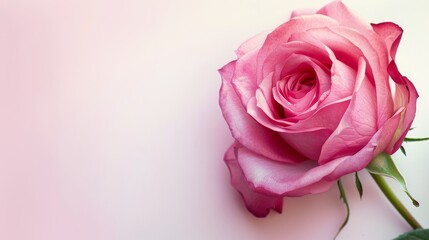 rose background with one pink peon with copyspace for text