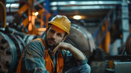An image of a factory worker with a hard hat